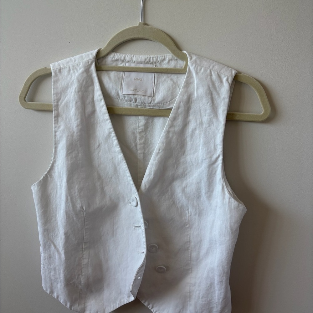 Mango Ivory Button-Up Vest